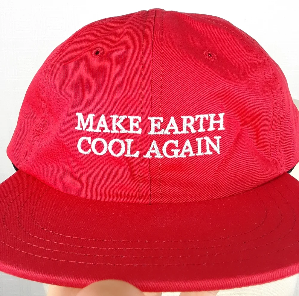 Hat Make Earth Cool Again Stonyfield Mens Womens Visor Cotton Hat Adjustable Red